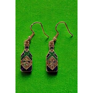 Mardi Gras Bottle Glitter Dangle Earrings. 1 Pair